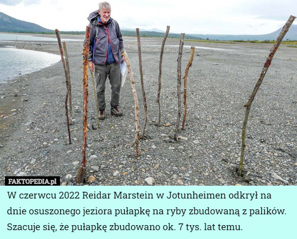 W czerwcu 2022 Reidar Marstein w Jotunheimen odkrył na dnie osuszonego jeziora pułapkę na ryby zbudowaną z palików. Szacuje się, że pułapkę zbudowano ok. 7 tys. lat temu. 