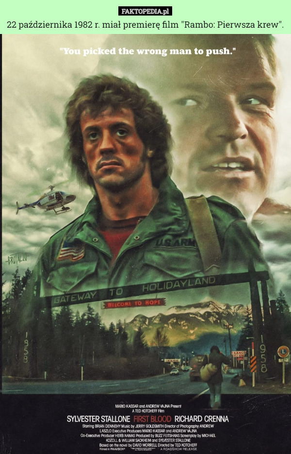 22 października 1982 r. miał premierę film "Rambo: Pierwsza krew". 