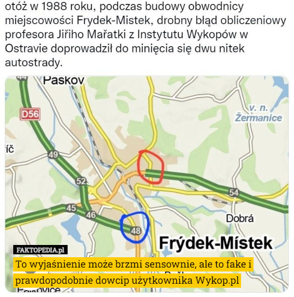 To wyjaśnienie może brzmi sensownie, ale to fake i prawdopodobnie dowcip użytkownika Wykop.pl 