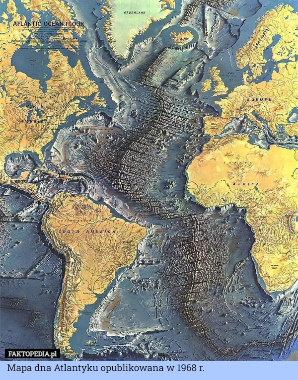 Mapa dna Atlantyku opublikowana w 1968 r. 