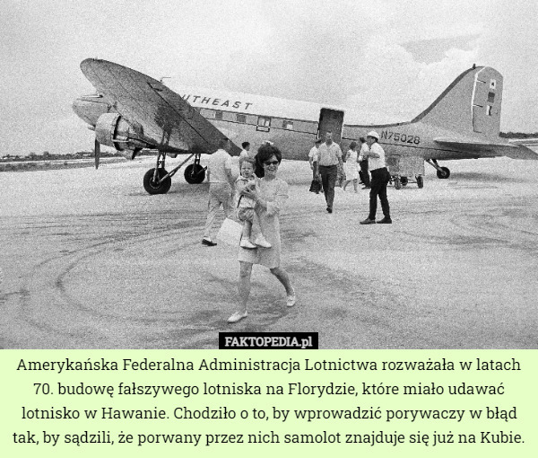 Amerykańska Federalna Administracja Lotnictwa rozważała w latach 70. budowę fałszywego lotniska na Florydzie, które miało udawać lotnisko w Hawanie. Chodziło o to, by wprowadzić porywaczy w błąd tak, by sądzili, że porwany przez nich samolot znajduje się już na Kubie. 