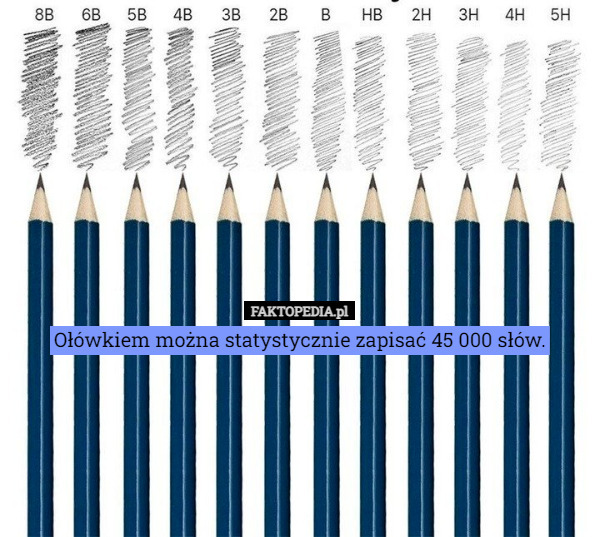 Ołówkiem można statystycznie zapisać 45 000 słów. 