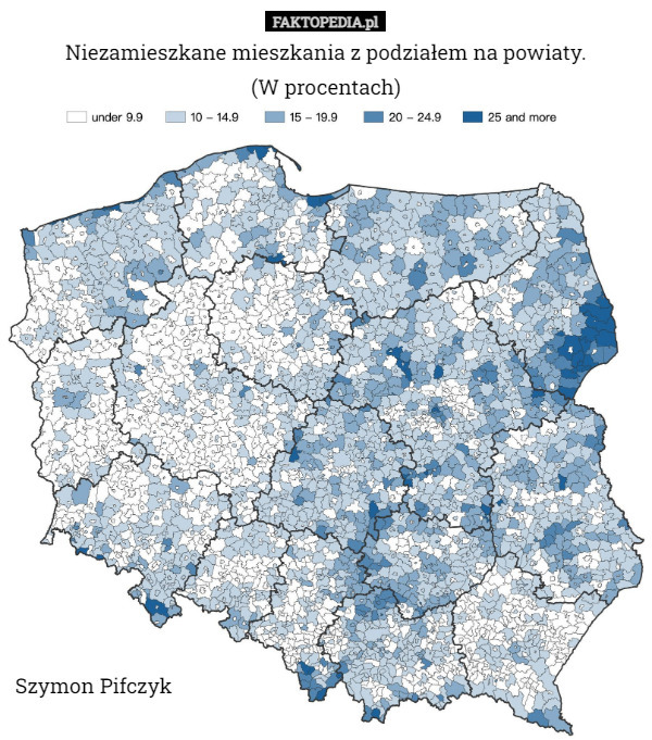 Niezamieszkane mieszkania z podziałem na powiaty.
(W procentach) Szymon Pifczyk 