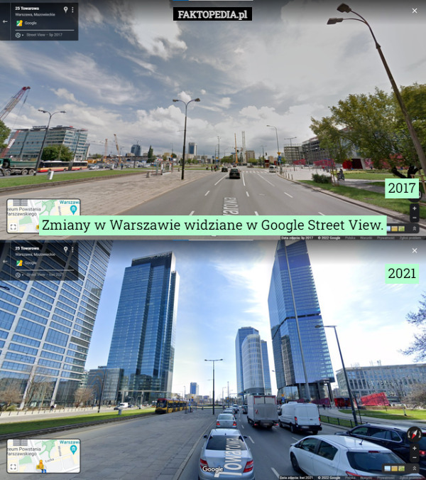 Zmiany w Warszawie widziane w Google Street View. 2017 2021 