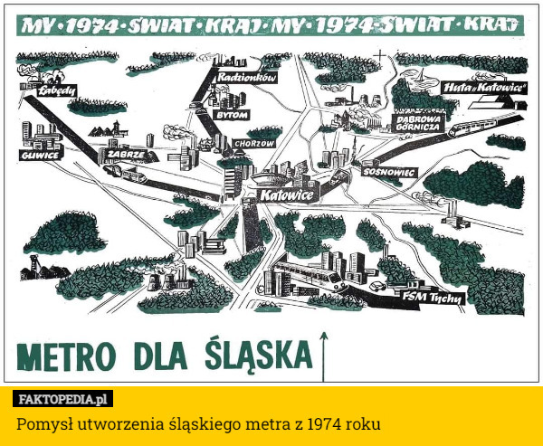 Pomysł utworzenia śląskiego metra z 1974 roku 