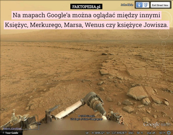 Na mapach Google’a można oglądać między innymi Księżyc, Merkurego, Marsa, Wenus czy księżyce Jowisza. 