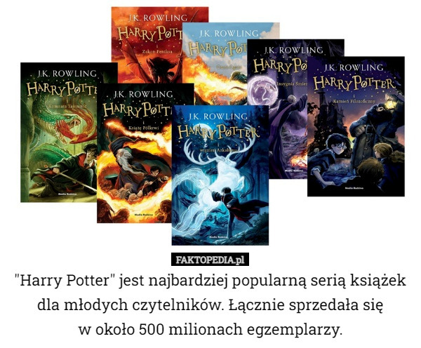 "Harry Potter" jest najbardziej popularną serią książek dla młodych czytelników. Łącznie sprzedała się
 w około 500 milionach egzemplarzy. 