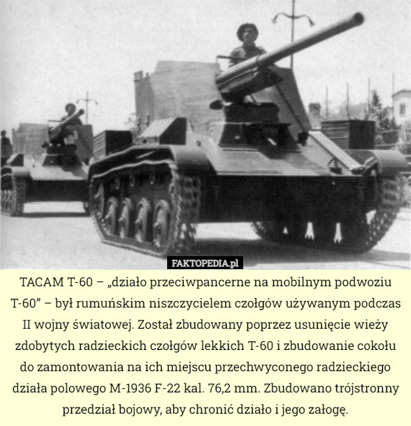TACAM T-60 – „działo przeciwpancerne na mobilnym podwoziu T-60” – był rumuńskim niszczycielem czołgów używanym podczas II wojny światowej. Został zbudowany poprzez usunięcie wieży zdobytych radzieckich czołgów lekkich T-60 i zbudowanie cokołu do zamontowania na ich miejscu przechwyconego radzieckiego działa polowego M-1936 F-22 kal. 76,2 mm. Zbudowano trójstronny przedział bojowy, aby chronić działo i jego załogę. 