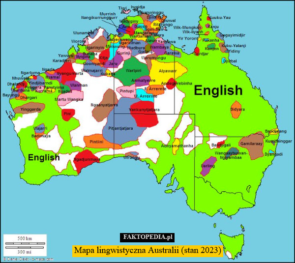 Mapa lingwistyczna Australii (stan 2023) 