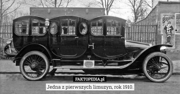 Jedna z pierwszych limuzyn, rok 1910. 