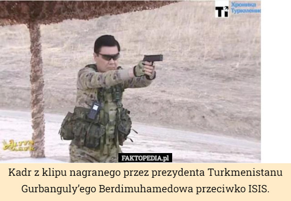 Kadr z klipu nagranego przez prezydenta Turkmenistanu Gurbanguly’ego Berdimuhamedowa przeciwko ISIS. 