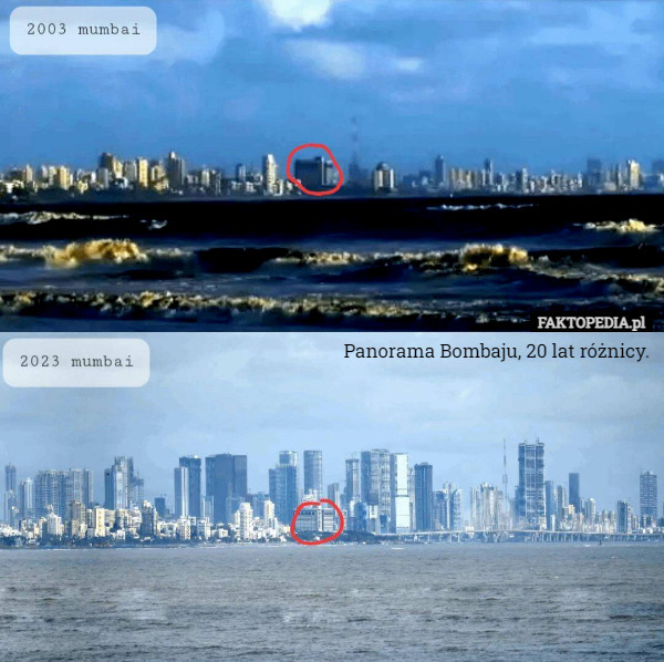 Panorama Bombaju, 20 lat różnicy. 