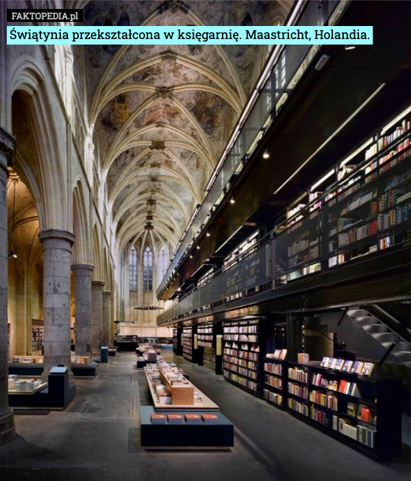 Świątynia przekształcona w księgarnię. Maastricht, Holandia. 