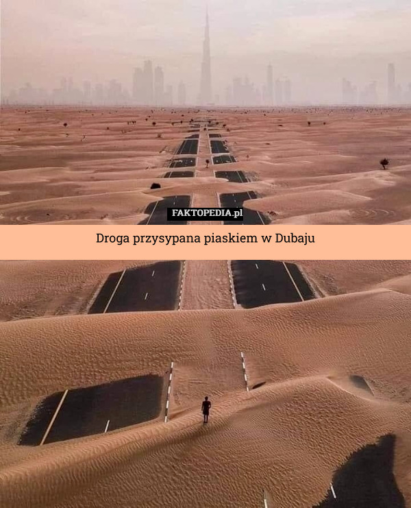 Droga przysypana piaskiem w Dubaju 
