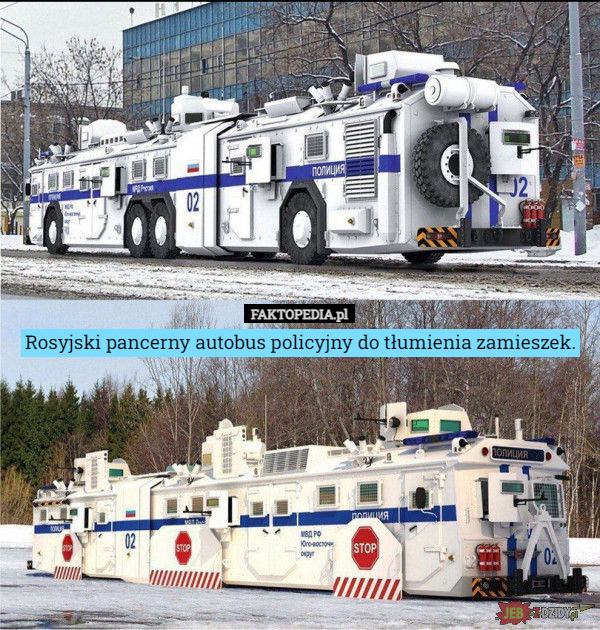 Rosyjski pancerny autobus policyjny do tłumienia zamieszek. 