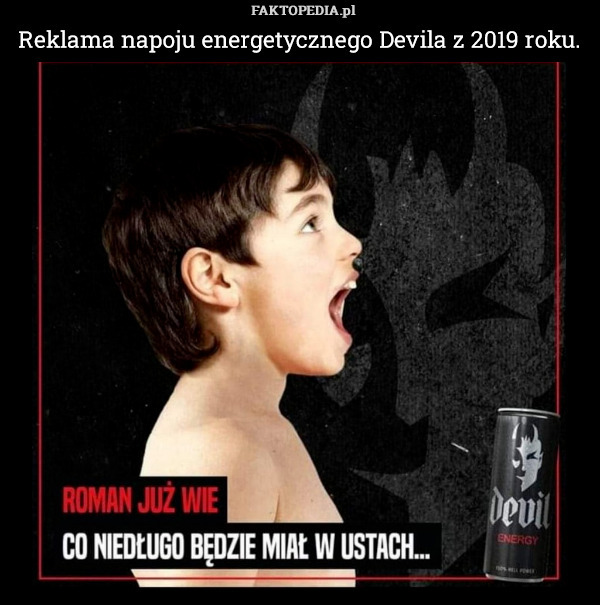 Reklama napoju energetycznego Devila z 2019 roku. 