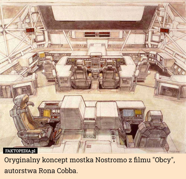 Oryginalny koncept mostka Nostromo z filmu "Obcy", autorstwa Rona Cobba. 