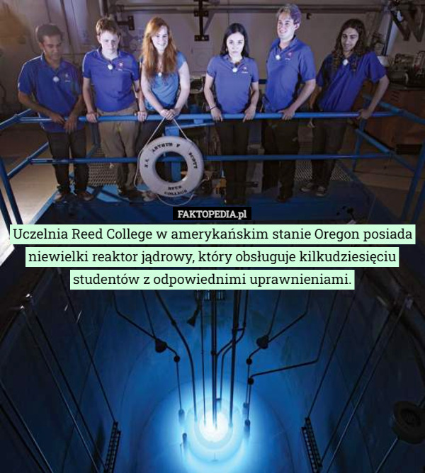 Uczelnia Reed College w amerykańskim stanie Oregon posiada niewielki reaktor jądrowy, który obsługuje kilkudziesięciu studentów z odpowiednimi uprawnieniami. 