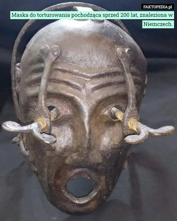 Maska do torturowania pochodząca sprzed 200 lat, znaleziona w Niemczech. 