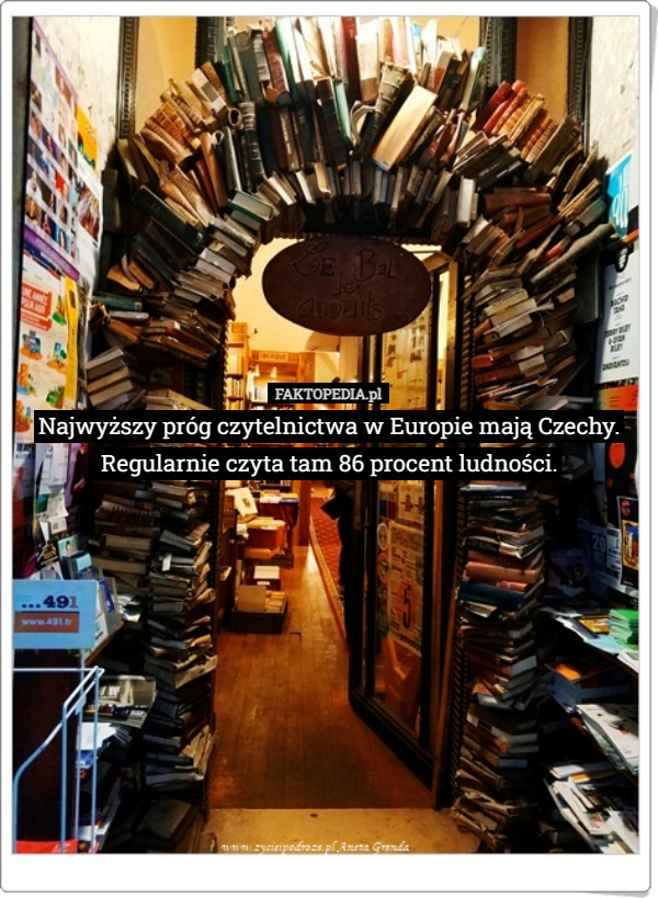 Najwyższy próg czytelnictwa w Europie mają Czechy. Regularnie czyta tam 86 procent ludności. 