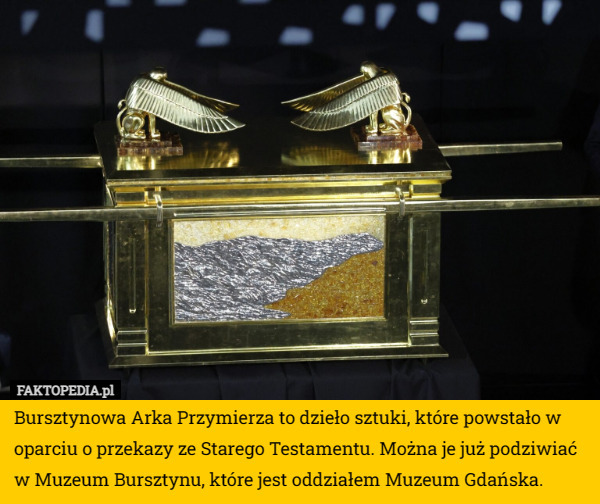 Bursztynowa Arka Przymierza to dzieło sztuki, które powstało w oparciu o przekazy ze Starego Testamentu. Można je już podziwiać w Muzeum Bursztynu, które jest oddziałem Muzeum Gdańska. 