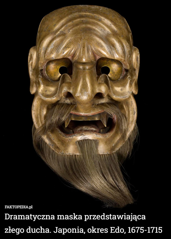 Dramatyczna maska ​​przedstawiająca złego ducha. Japonia, okres Edo, 1675-1715 