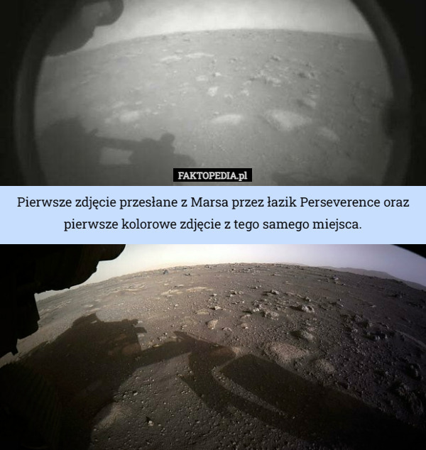 Pierwsze zdjęcie przesłane z Marsa przez łazik Perseverence oraz pierwsze kolorowe zdjęcie z tego samego miejsca. 