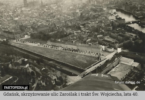 Gdańsk, skrzyżowanie ulic Zaroślak i trakt Św. Wojciecha, lata 40. 