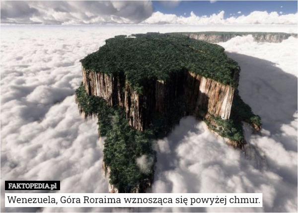 Wenezuela, Góra Roraima wznosząca się powyżej chmur. 