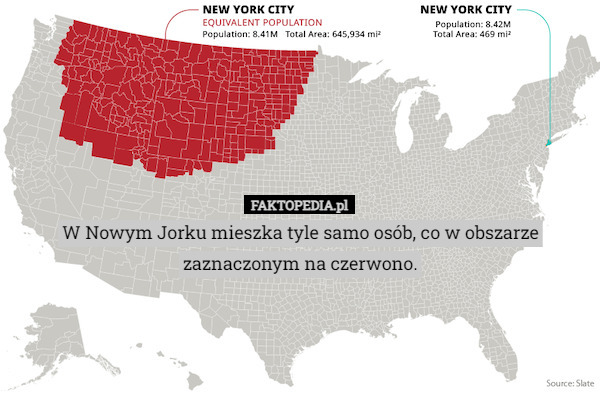 W Nowym Jorku mieszka tyle samo osób, co w obszarze zaznaczonym na czerwono. 