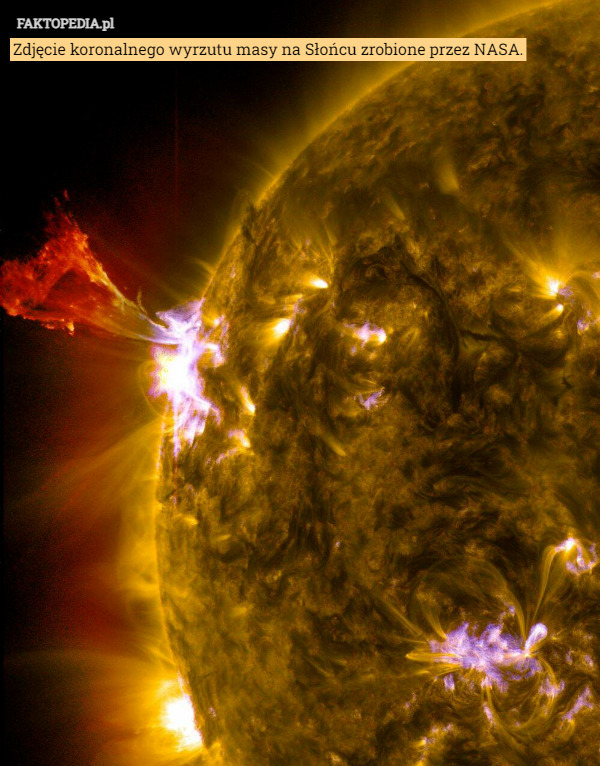 Zdjęcie koronalnego wyrzutu masy na Słońcu zrobione przez NASA. 