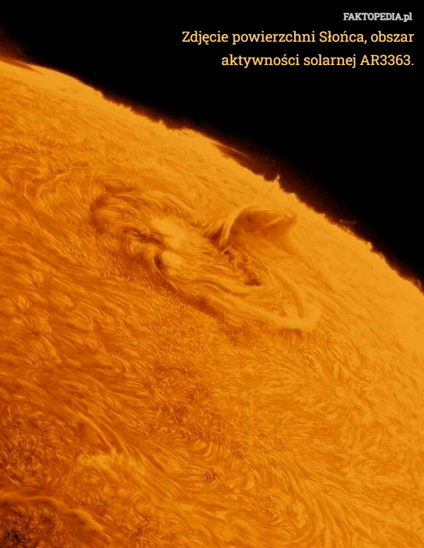 Zdjęcie powierzchni Słońca, obszar aktywności solarnej AR3363. 
