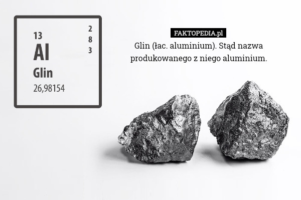 Glin (łac. aluminium). Stąd nazwa produkowanego z niego aluminium. 