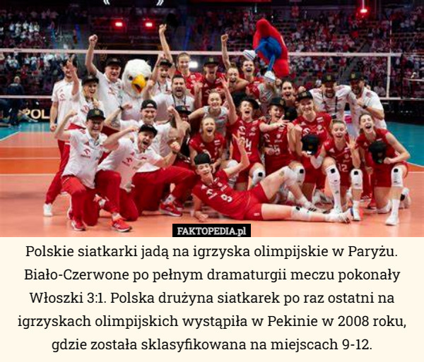 Polskie siatkarki jadą na igrzyska olimpijskie w Paryżu. Biało-Czerwone po pełnym dramaturgii meczu pokonały Włoszki 3:1. Polska drużyna siatkarek po raz ostatni na igrzyskach olimpijskich wystąpiła w Pekinie w 2008 roku, gdzie została sklasyfikowana na miejscach 9-12. 