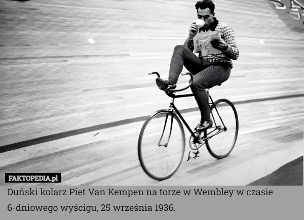 Duński kolarz Piet Van Kempen na torze w Wembley w czasie 6-dniowego wyścigu, 25 września 1936. 