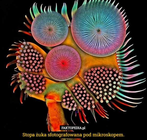 Stopa żuka sfotografowana pod mikroskopem. 