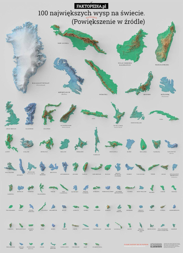 100 największych wysp na świecie. (Powiększenie w źródle) 