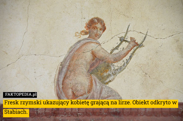 Fresk rzymski ukazujący kobietę grającą na lirze. Obiekt odkryto w Stabiach. 