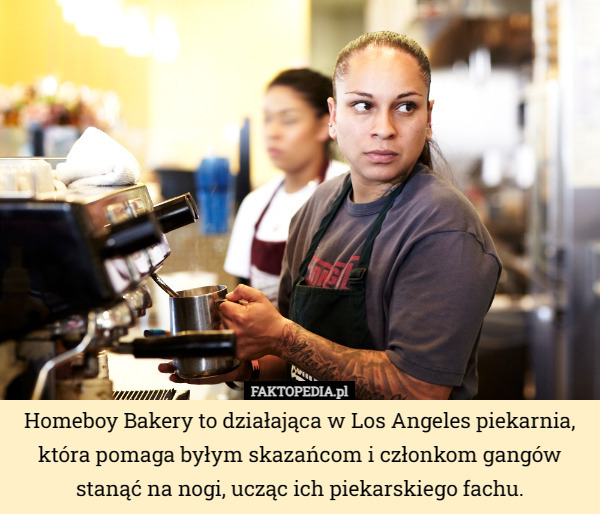 Homeboy Bakery to działająca w Los Angeles piekarnia, która pomaga byłym skazańcom i członkom gangów stanąć na nogi, ucząc ich piekarskiego fachu. 