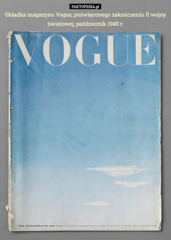 Okładka magazynu Vogue, poświęconego zakończeniu II wojny światowej, październik 1945 r. 