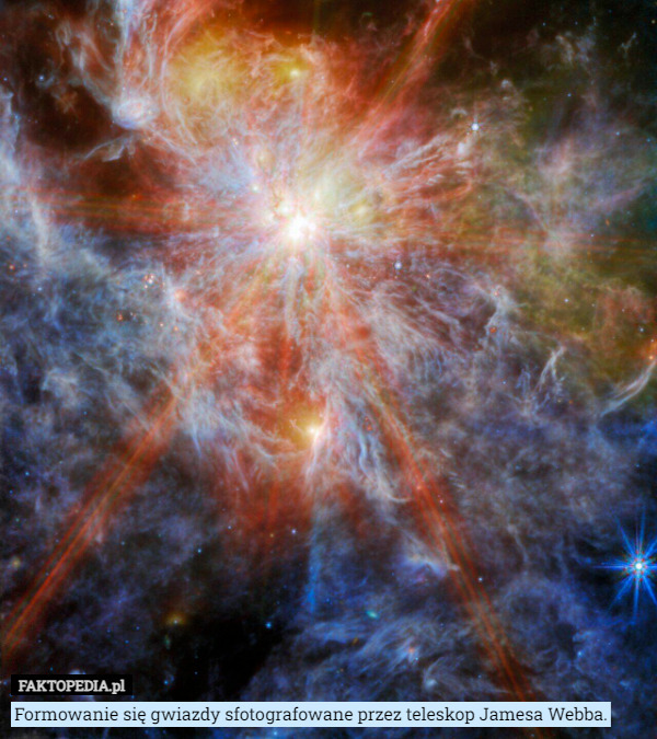 Formowanie się gwiazdy sfotografowane przez teleskop Jamesa Webba. 