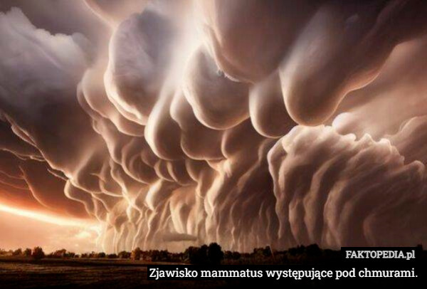 Zjawisko mammatus występujące pod chmurami. 