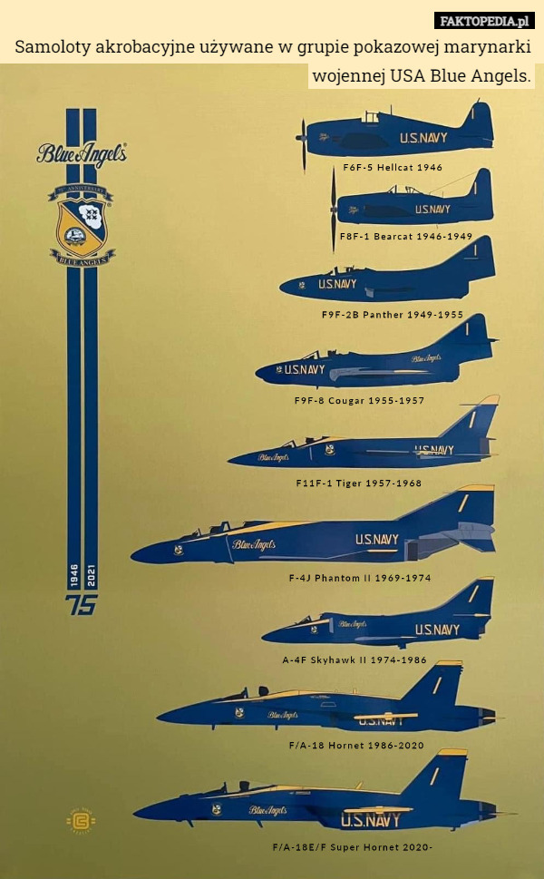 Samoloty akrobacyjne używane w grupie pokazowej marynarki wojennej USA Blue Angels. 