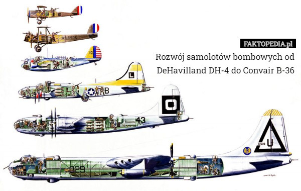 Rozwój samolotów bombowych od DeHavilland DH-4 do Convair B-36 