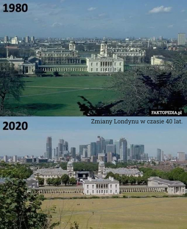 Zmiany Londynu w czasie 40 lat. 