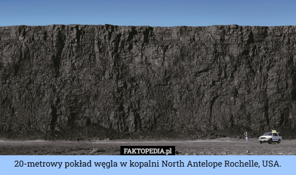 20-metrowy pokład węgla w kopalni North Antelope Rochelle, USA. 
