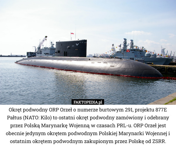 Okręt podwodny ORP Orzeł o numerze burtowym 291, projektu 877E Pałtus (NATO: Kilo) to ostatni okręt podwodny zamówiony i odebrany przez Polską Marynarkę Wojenną w czasach PRL-u. ORP Orzeł jest obecnie jedynym okrętem podwodnym Polskiej Marynarki Wojennej i ostatnim okrętem podwodnym zakupionym przez Polskę od ZSRR. 
