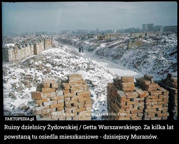 Ruiny dzielnicy Żydowskiej / Getta Warszawskiego. Za kilka lat powstaną tu osiedla mieszkaniowe - dzisiejszy Muranów. 