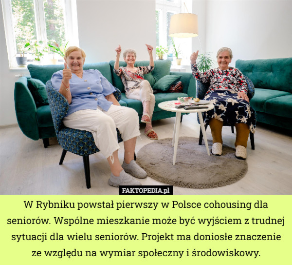 W Rybniku powstał pierwszy w Polsce cohousing dla seniorów. Wspólne mieszkanie może być wyjściem z trudnej sytuacji dla wielu seniorów. Projekt ma doniosłe znaczenie ze względu na wymiar społeczny i środowiskowy. 